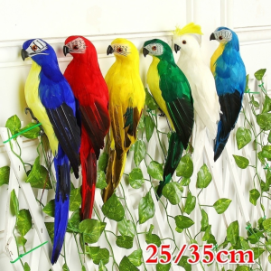 NONE 25/35 cm Kreative Handgemachte Simulation Papagei Tier Vogel Garten Requisiten Dekoration Miniatur Feder Rasen Puppe Ornamente