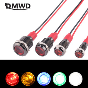 NONE 6/8/10/12mm wasserdichte Warnung LED Schwarz oxid Metall anzeige 3-6V 12-24V 110-220V Maschine arbeitet rot gelb blau grün weiß