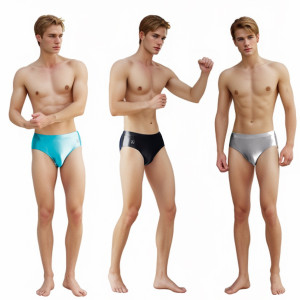 NONE AMORESY Herren-Unterwäsche, glänzend, Spandex, Stretch, mittlere Taille, eng anliegend, bequem, atmungsaktiv, schnell trocknend, sportlich,