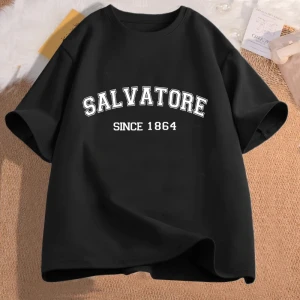 USEMEI Salvatore seit 1864 grafische T-Shirts mystische Stürze T-Shirt Vampir Diares Virginia T-Shirts Baumwolle Kurzarm Frauen T-Shirts