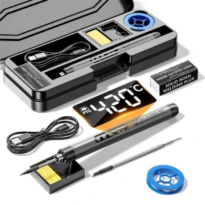 NONE USB wiederaufladbarer Mini-Lötkolben, einstellbare Temperatur, Lötwerkzeug mit Zubehör, perfekt für DIY-Projekte und Reparaturen
