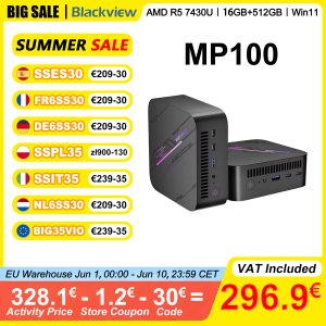 Blackview MP100 Mini PC AMD Ryzen5 7430U 16GB/32GB RAM 512GB/1TB ROM WiFi 6 Windows 11 6-Core 12-Thread BT5.2 Mini Computer PC MP100 16GB+512GB R5