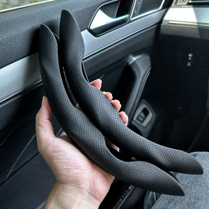 NONE 3PCS Universal Runde Auto Lenkrad Abdeckung Winter Pelz Warme Carbon Faser Leder Anti-slip Schutzhülle luxus zubehör