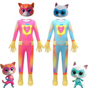 NONE SuperKitties Kostüme Overalls Kinder Super Kitties Cosplay Kleidung Halloween Weihnachten Kostüm Party Spiel Cos Kostüme