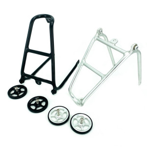 NONE Faltrad-Gepäckträger für Brompton-Gepäckträger, Q-Typ-Aluminiumlegierung, ultraleichte Racks mit Easywheel, Silber und Schwarz