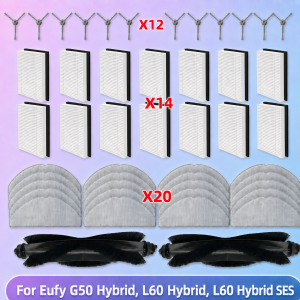 OSSIEAO Passend für Eufy G50 Hybrid, L60 Hybrid / L60 Hybrid SES Ersatzteile für Staubsauger Walze Seitenbürste Hepa-Filter Mopptuch Staubbeutel