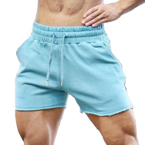 Dueweer Herren Fitness Shorts Fitness studio Bodybuilding Baumwolle Stretch Shorts Himmelblau Sommer Training männlich Deep Squat Workout kurze Hosen