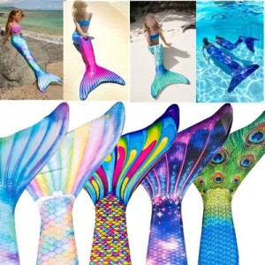 dongjaker Neue Kinder Erwachsene Schwimmen Meerjungfrau Schwanz Mädchen Mama Cosplay Meerjungfrau Kostüm Kinder Party Geschenk Fantasie Badeanzug Mit