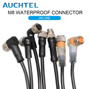 AUCHTEL 2 m 5 m 10 m Linie M8 3 4 Pins PVC LED IP67 Sensor Kabel Stecker Typ A Buchse Stecker wasserdicht Männlich & Weiblich Gerade Winkel Flansch