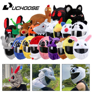 UCHOOSE Helms chutz Kopf bedeckung Cartoon flauschige Plüsch Set für Motorrad Voll gesichts schutzhülle Motorrad Sicherheit trendy