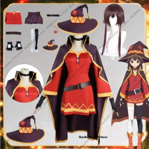 NONE Megumin Cosplay Kostüm Frauen Zauberin Kleid Hut KonoSuba Gottes Segen für diese wunderbare Welt Cosplay Perücke Halloween Kostüme