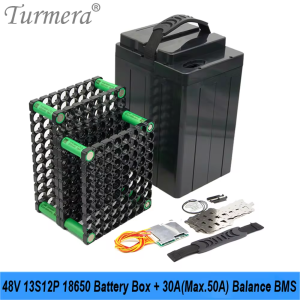 Turmera 48V E-Bike Batterie Box Fall 13S 30A 50A Balance BMS mit 13S12P 18650 Halter DC XT60 Stecker Schweißen Nickel Verwendung in Diy Pack