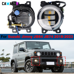 cawanerl 2 Stücke 90 MM Auto Upgrade LED Nebelscheinwerfer Angel Eye DRL Tageslicht 30 W H11 Für Suzuki Jimny JB64 JB74 2018 2019 2020 2021 2022 2023