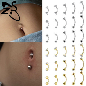 ZS 1PC Innengewinde 14/16/18G Edelstahl Bauchnabelring 6MM-14MM gebogene Nabelringe Helix Knorpelpiercings Schmuck