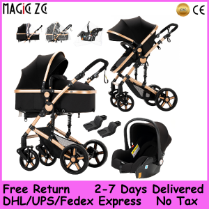 NONE 3-in-1 kinderwagen multifunctioneel met autostoel en slaapmand Babykinderwagen Lichtgewicht kinderwagen Compacte opvouwbare kinderwagen