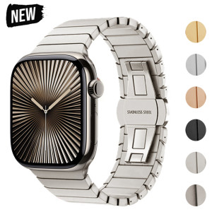 jansin Metallband für Apple Watch 46 mm Armband Edelstahl Armband für Iwatch Serie 11 10 Ultra 49 mm 42/44/45/40 mm Business Correa