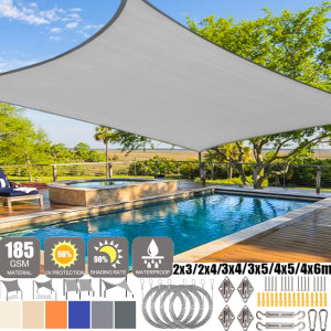 NONE 6 Farben großes Sonnensegel, rechteckiges Baldachin, wasserdichte Schattenabdeckung, UV-Block für Garten, Außenterrasse, Deck, Pergola, Veranda,