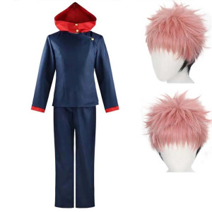 HOMCHEE TRENDS  COS Anime Tokyo Itadori Yuji Cosplay Kostüm mit Kapuzenhose für Halloween Outfit Schule Karneval Uniform