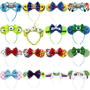 HEROCROSS Disney Toy Story Stirnbänder Frauen holzige Haar bänder für Mädchen Pixar Pailletten Bogen Alien Kopf bedeckung Kinder Buzz Lightyear