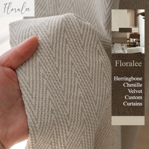NONE Verdunkelungsvorhänge aus Chenille-Samt mit Fischgrätenmuster, verdickt, leicht, luxuriös, nordischer Stil, anpassbare Vorhänge für Wohnzimmer,