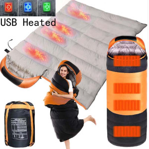 DAWN TRIP Beheizte Daunen-Schlafsäcke aus Baumwolle, USB-Netzteil, Rucksackreisen, leichte, wasserdichte Ausrüstung für Outdoor-Reisen, Wandern
