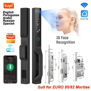 Other Für Euro Einst eck schloss von 85/92 3D Gesichts erkennung Smart Türschloss Tuya App Control IP68 wasserdicht WiFi elektrische digitale Smart