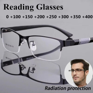 MDOD Männer Lesebrille Retro Business Hyperopie Brille Anti Blaulicht Lesebrille 0 1,0 bis 4,0 Brille