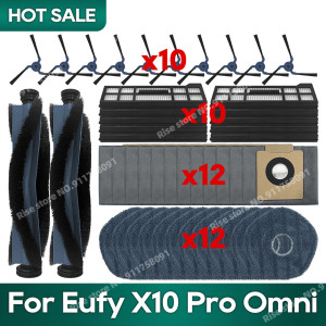 OSSIEAO Accessoires geschikt voor Eufy X10 Pro Omni Robotstofzuiger Stofzak Hepa Filter Roller Zijborstel Mop Doek Set O