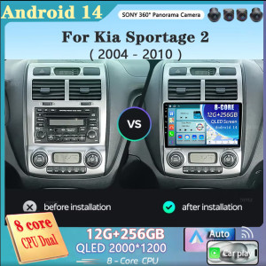 NAVIRELAX Carplay + auto 4G Für Kia Sportage 2 2004 - 2010 Auto Radio Multimedia Video Player Navigation GPS Android 14 Keine 2din 2 din dvd
