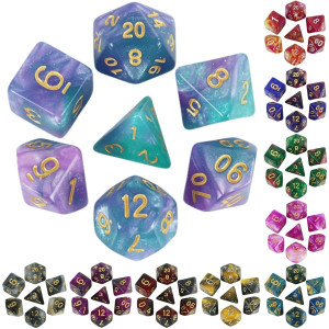 T&G dice Würfelset, Brettspiele, Rollwürfel, Galaxie-Thema, polyedrisches Würfelset, erstaunlicher bunter Universum-Effekt für DND-Zubehör