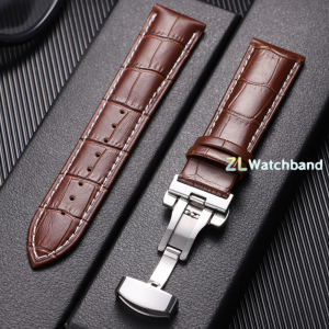 NONE Uhrenarmband aus echtem Kalbsleder mit Schmetterlingsschnalle, universelle Ersatz-Uhrenarmbänder, 12/13/14/15/16/17/18/19/20/21/22/23/24 mm