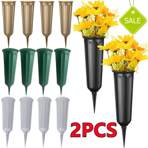 NONE 2/1PC Friedhof Vase mit Spikes Kunststoff Blumen Vase Halter für Grabstein Grab Hof Boden Outdoor Blumen Marker Dekorationen