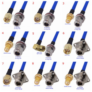 ATXD RG402 Koaxialkabel L16 N auf SMA Stecker Buchse SMA auf N rechtwinklig Crimp für RG402 Hochfrequenz 0,141 Blau 50 Ohm RG141
