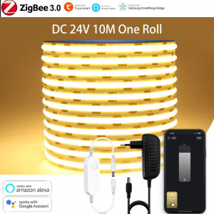 YSRSAI DC24V Zigbee 3.0 COB LED Streifen 2M-10M Eine Rolle Flexible Band Band Beleuchtung 3000K 6000K App Smart für Tuya Smartthings 2MQTT