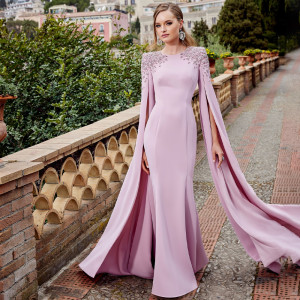 Furtanseo Lavendel Monter der Braut Kleid lange Kristall o Hals Meerjungfrau Luxus Hochzeit Gast Kleid Frauen 2024 Trompete formelle Party kleider