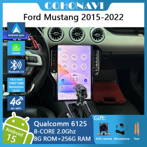 roadonline 14,5 Zoll Für Ford Mustang 2015-2022 Autoradio Android 15 1900*1080 8GB RAM+256GB ROM Auto-Multimedia-Player Android-Navigation