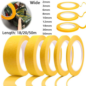 NONE 1 Rolle 18–50 m Modell-Abdeckband, DIY, gelbes Abdeckband, Breite 2/3/6/8/10/12/18/30/50 mm