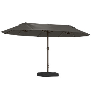 Outsunny Tuinparasol buiten dubbele parasol Rechthoekig 4,6L x 2,7L x H m met opening en sluiting, inclusief opbergzakken en voetstuk, voor balkon,