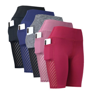 NONE Frauen Sport Yoga Shorts Knielange Hosen Fitness Hohe Taille Hüfte Lift Laufen Yoga Seite Taschen Strumpfhosen Quick Dry Gym Sportswear