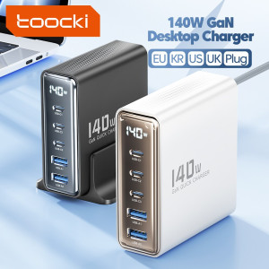 Toocki 140W GaN USB Ladegerät 5in1 Desktop Schnelle Ladung USB Typ C Ladegerät LED Display Ladegerät Für iPhone Xiaomi Smartphone Laptop