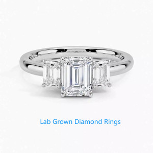 NONE 1,8 CTW Hauptstein 1 CT IGI ZERTIFIZIERTER DEF VS-VVS Emerald Cut Lab Grown Diamond Drei-Stein-Ring Platin 950 Ehering für Damen