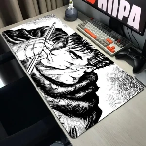XGZ Schwarz Weiß Anime Mauspad Guts Schwert in Berserker Gamer Mauspad Computer Gaming Zubehör Tastatur Laptop Maus Schreibtischunterlage