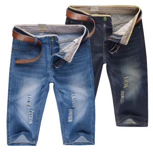 NONE 29-40 Neue Sommer-Herren-Jeanshose, personalisierbar, waschbar, perforiert, große lässige Mittelhose