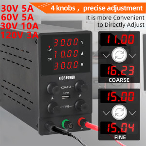 Nice-power Einstellbare Labor Netzteil 30V10A 5A 120V Schaltbank Netzteile DC Netzteil USB Schnittstelle Reparatur Spannungsregler