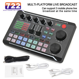 722 SEVEN HUNDRED AND TWENTY-TWO Live-Soundkarte und Audio-Interface mit DJ-Mixer-Effekten Sprach wechsler Bluetooth-kompatibler Mixer für