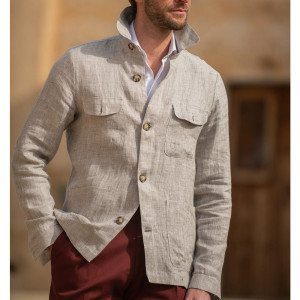 NONE Herren-Anzug-Blazer – Baumwoll-Leinen, einreihig, schmale Passform, stilvoll, bequem, Business, formelle Kleidung, elegante Freizeit-Arbeitsjacke
