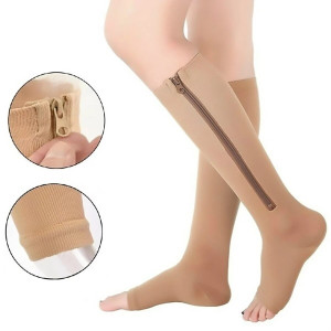 NONE Kompression Socken Männer Frauen Unterstützung Knie Zipper Weibliche Offene spitze Dünne Anti Müdigkeit Stretchy Sox Hohe Socken Unisex