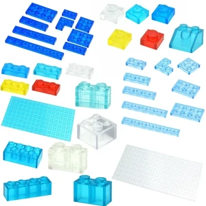DUOP MOC Transparent Bulk Brick 1x1 2x4 1x2 1x4 Dünne Dicke Stadt Baustein Wand Panel Haus Teile Kompatibel Klare Grundplatte Spielzeug