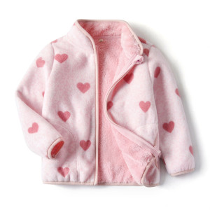 jumping meters 2-8T Neue Ankunft Herzen Druck Mädchen Winter Fleece Jacken Zipper Nette Kalte Dicke Baby Mäntel kinder kostüm Outwear