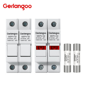 Gerlangoo Ein Satz 2P Parallel DC Sicherungshalter 10*38mm Hochspannung Solar PV 1000V 6A-32A Basis Photovoltaik System Schutzfolie gpV